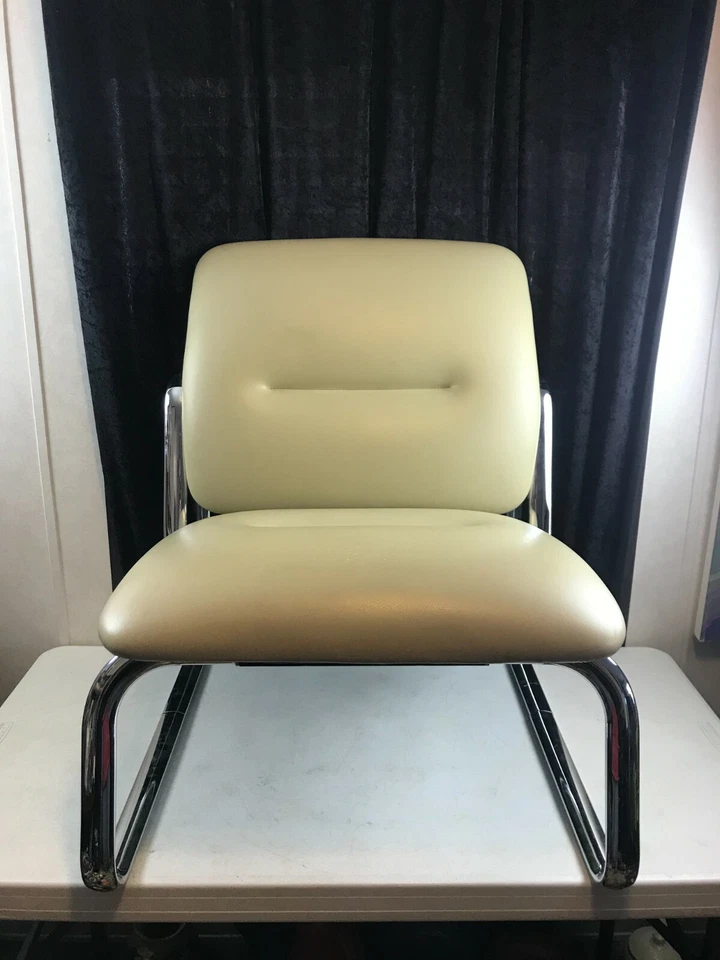 vintage Steelcase Grand Rapids MI 1984 Chrome Tubular Chair 30" x 29" x 25 1/2" - Image 1 of 4