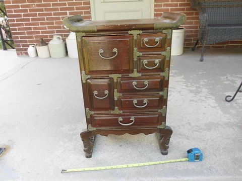 Beautiful Asian Pagoda Apothecary Cabinet/ Herbal Medicine Old Chest of Drawers Cover
