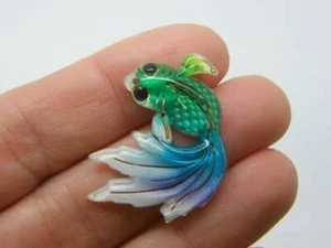 20 Goldfish fish pendants green blue purple white acrylic FF505 - Picture 1 of 3