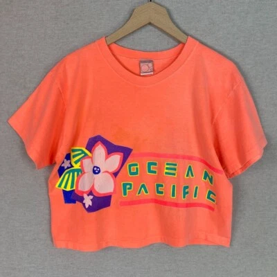 Camiseta corta de bebé de colección op para mujer talla única puntada logotipo deletreado hawaiano EE. UU. Foto 1 de 4
