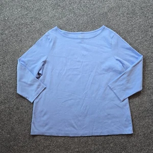 LL Bean Top Women XL Blue Supima Round Neck Long Sleeve Classic Casual Layer - Picture 1 of 9