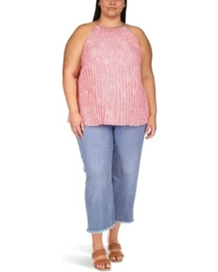 NWT Michael Kors GERANIUM Zebra Pleated Chain Top Size 2X MSRP $140 - Picture 1 of 7