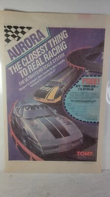 1986 Aurora Slot Cars Tomy  comic magazine poster ad advertising vintage - Image 1 of 4