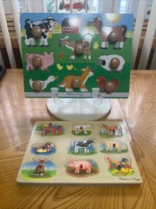 PAIR OF MELISSA & DOUG ANIMAL THEMED PUZZLES "ON THE FARM" & "FARM" SOUND PUZZLE - Picture 1 of 10