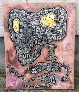 Original JUSTIN AERNI Large Painting circa 2014 canvas pop : "LOVE ISN'T DEAD" - Picture 1 of 2