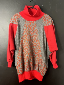 Vintage 1980s Just Jonathan Ribbed Raglan Sweater Turtleneck AU 18-20 Plus size - Picture 1 of 7