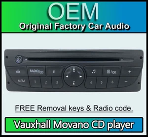 Vauxhall Movano CD player, Renault stereo with radio code removal key 281150049R - Picture 1 of 3