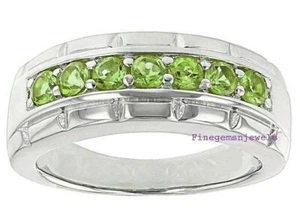 Natural Peridot Gemstones with 925 Sterling silver Band Ring for Men's #4 - Picture 1 of 5