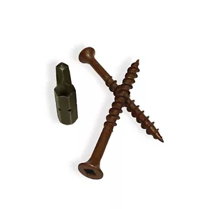 #8 x 2 1/2" Deck Screws | Square Drive | Bugle Head | Brown Ruspert | 3000pcs - Picture 1 of 5