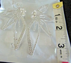 HUGE 3.5" Statement Rhinestone PALM TREE PIERCED EARRINGS New Never Worn - Picture 1 of 2