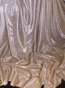 1 MTR Rose Gold Sparkly Glitter Stretch Moonlight Fabric 58”Wide Dress Backdrop - Picture 1 of 3