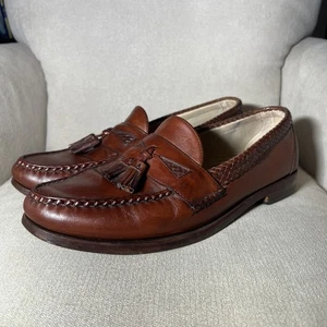 Allen Edmonds Mens 13 D Maxfield Brown Slip-On Leather Loafers Tassel USA Made - Picture 1 of 15
