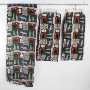 3-teiliges Flanell Queen/King Size Flachbettlaken Set Bären, Wolf, Hirsch, Fische, Bäume usw. - Bild 1 von 5