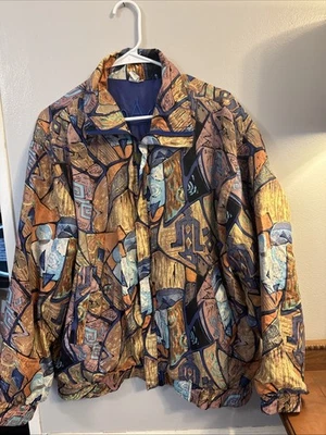 CoAco абстрактный акварель город печать винтажный шелк Bomber куртка женщин большой. - Изображение 1 из 4