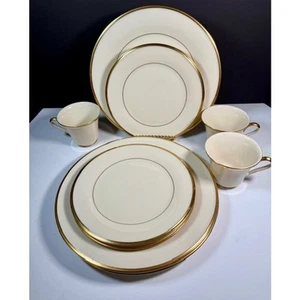 9 pc Lenox Eternal Gold 6 Plates 3 Cups MINT - Picture 1 of 4