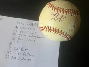 Ballon de jeu dédicacé des Mets de New York 1999 - 8 signatures - BELTRAN, FRANCO, MAHOMES - Photo 1/8