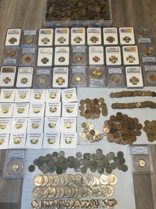 50+ Old Coins Set- With Real 24K Gold, PCGS/NGC Coin, Proof, 100+ Year Old Coin - Picture 1 of 15