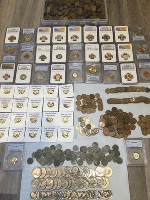 50+ Old Coins Set- With Real 24K Gold, PCGS/NGC Coin, Proof, 100+ Year Old Coin - Image 1 of 4