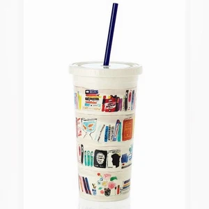 Kate Spade “Like A Book” Insulated Acrylic Tumbler Cup with Straw - Picture 1 of 13