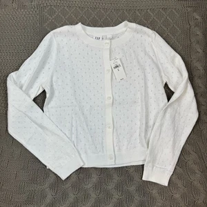 GAP Kids Girls White Textured Knit Cardigan ~ 8 - Picture 1 of 8