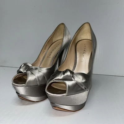 BOMBAS CASADEI GRIS PUNTA ABIERTA PLATAFORMA STILETTO TALLA 9 Hecho en Italia Foto 1 de 4