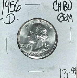 1956-D WASHINGTON SILVER QUARTER ~ BU TO CH/BU ~BEAUTIFUL COIN~ - Foto 1 di 2