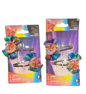 Trolls World Tour Girls Hair Clips 2 Clips/Pack Pink Blue Purple Barrette. Set 2 - Image 1 of 4