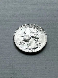 Cuarto de dólar Washington 1955-D 90 % plata de rollo de moneda - AU - alto brillo - Imagen 1 de 4