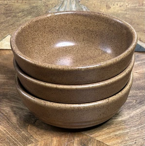 MOJAVE BROWN Set of 3 Cereal Bowls 6" Monmouth Pottery USA Ovenproof Vintage - Picture 1 of 8