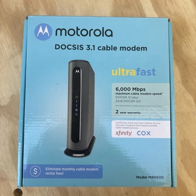 Motorola MB8600 DOCSIS 3.1 Cable Modem - Black/Grey - Image 1 of 4
