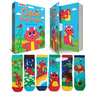 Kindersocken Oddsock Oddie Dragon bunt Mismatch 6er Pack UK Größe 9-12 - Bild 1 von 4