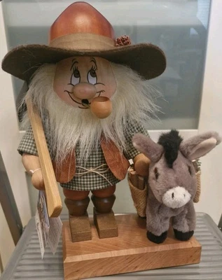 Räuchermann Christian Ulbricht Wichtel Holzfäller mit Esel Rarität  - Bild 1 von 4