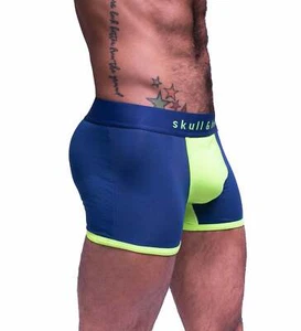 SKULL & BONES Sport Mesh Boxer Trunk Double Fabric Layer Gusset Neon Navy 1 - Bild 1 von 5