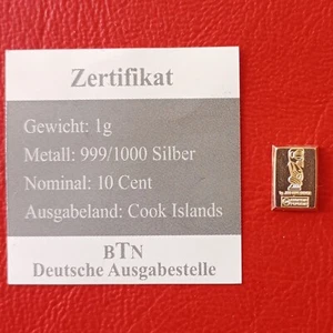 1 G Argento / 10 Cent Cook Isole 2012 / Con COA - Foto 1 di 2