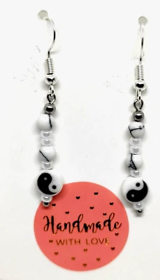 Ohrringe Ohrhänger Edelstahl - mit Edelstahlperlen  und Glasperlen  - Bild 1 von 2