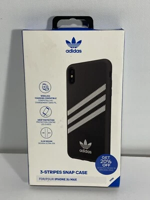 Adidas Samba Case for Apple iPhone Xs Max - Black with White Stripes - Image 1 of 3
