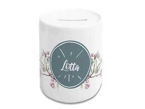 Spardose Kinder mit Name Mädchen Blumen Geschenk personalisiert Taufe Geburtstag - Bild 1 von 8