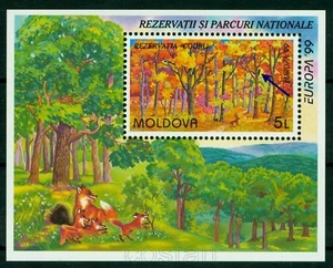 1999 Red FOX puppies,Woodpecker,Rabbit,National Park,EUROPA,Moldova,Bl.18,MNH - Picture 1 of 1