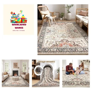 Area Rug for Living Room - 6x9 Soft Machine Washable Oriental Vintage Floral ... - Picture 1 of 10