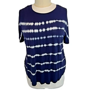 Time and Tru - Women's L Tee Shirt Shibori Tie Dye Tunic Length Short Sleeve - Picture 1 of 10