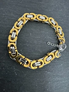 Edelstahl Königsarmband bicolor Armband 19+4 cm Breite 8 mm ca 26 Gramm - Picture 1 of 5