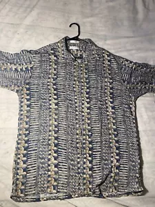Pierre Cardin Shirt Men’s Large Blue Short Sleeve Button Up Hawaiian Tropical - Picture 1 of 6