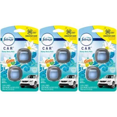Febreze Car Gain Honey Berry Hula Air Freshener Vent Clips 2ct Each Lot of 3