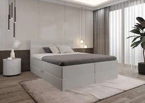 Boxspringbett Schlafzimmerbett MALAGA Bett 160x200 BEIGE Bettkasten + Topper - Bild 1 von 8
