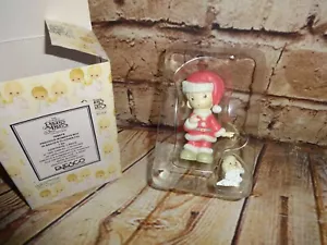 1995 Precious Moments Ornamento Bambino in Abbigliamento Babbo Natale con Cucciolo - Foto 1 di 4