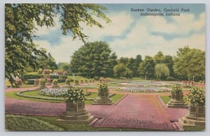 Versunkener Garten Garfield Park Indianapolis Indiana IN Vintage c1951 Postkarte - Bild 1 von 2