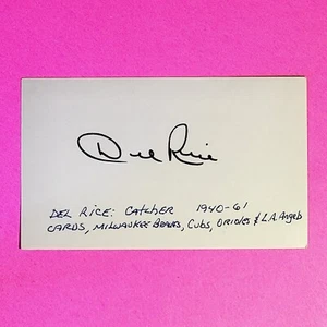Del Rice, Signed 3x5 Index Card, MLB Baseball 1940-61 Cardinals Braves Autograph - Picture 1 of 1