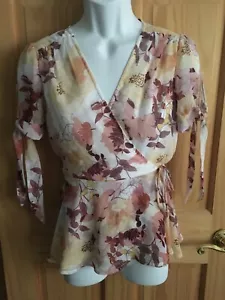 Blue Rain Women’s M V-Neck Sheer Floral Blouse - Picture 1 of 6