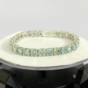 Gorgeous 20 ct Blue Lab Created Diamond Bracelet With 925 Sterling Silver Gift - Picture 1 of 4