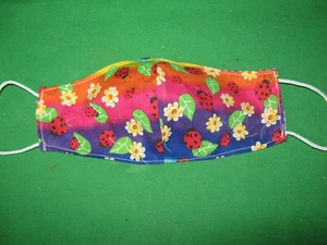Máscara facial Lady Bugs reversible reutilizable lavable 100 % algodón - Imagen 1 de 4